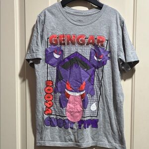 Pokemon Gengar Ghost Type Tee - Gray and Purple